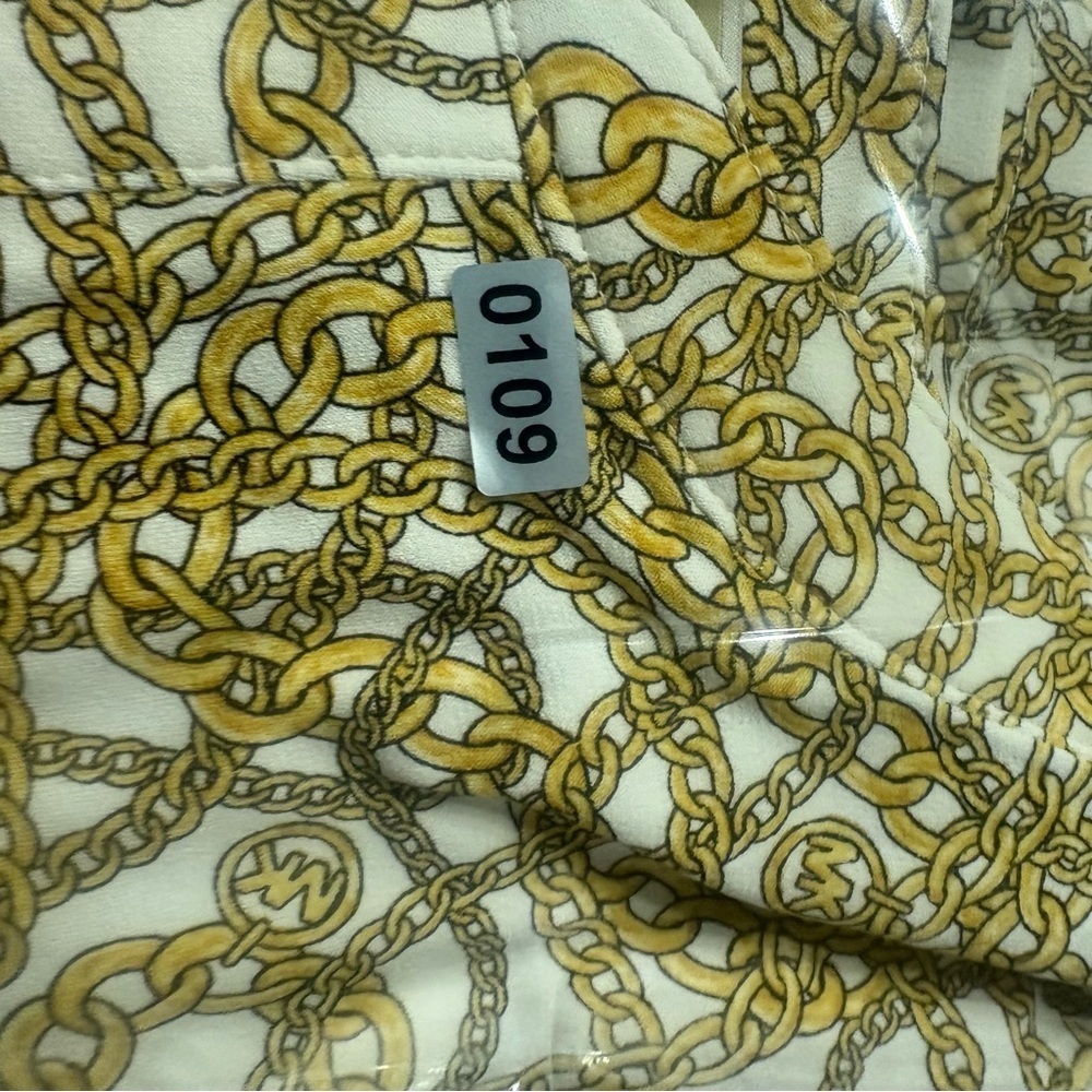 MICHAEL Michael Kors Gold Chain Print Quarter Zip Top Women’s Medium MK Logo - Picture 7 of 7